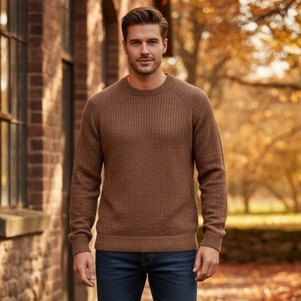 Milagros Imports Sweater Unisex Mens M‎ Wmns L Alpaca Wool Blend Brown Crew Neck